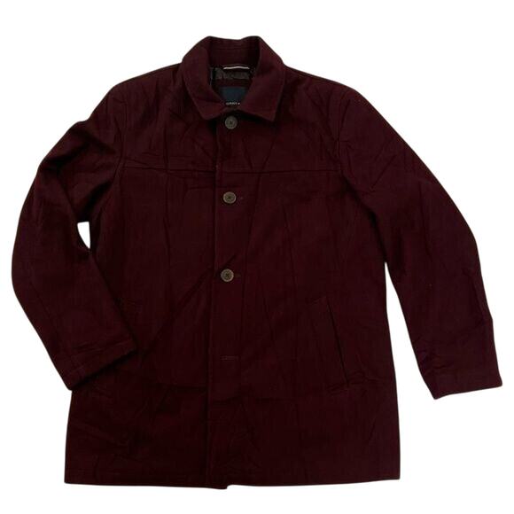 Sz Large L Tommy Hilfiger Wool Coat Burgundy Button-Down pea coat dressy long - Picture 1 of 3